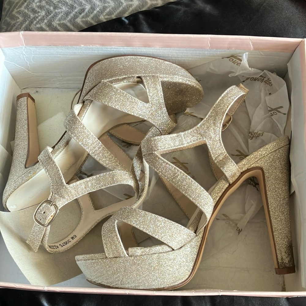 Champagne glitter heels